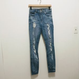 Express mildly distressed high rise jeggings